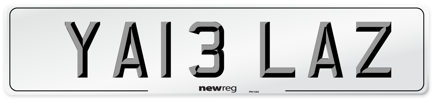 YA13 LAZ Number Plate from New Reg